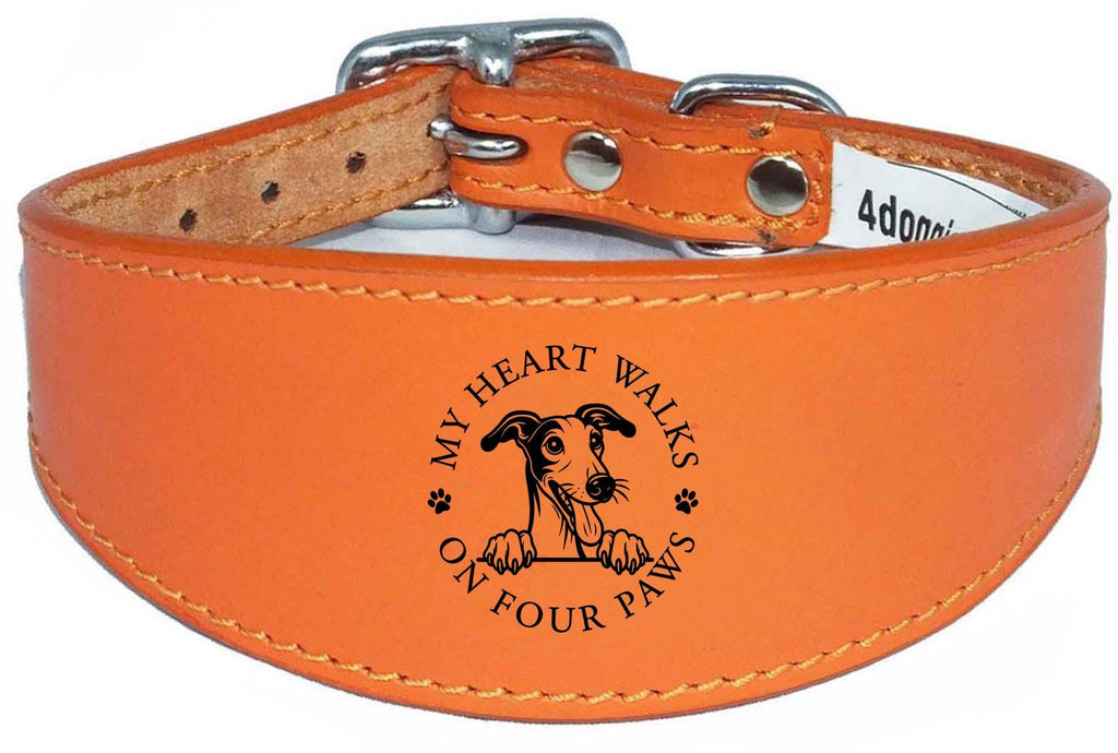 Greyhound Whippet Handmade Wide Leather Collar For Sighthound NL 41