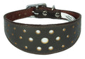 Brown Circle Glitter Design Leather Whippet Collar Greyhound Collar Sight hound Dogs Collar