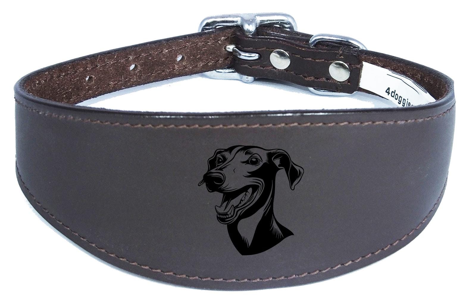 Handmade Wide Leather Sighthound Whippet Greyhound Collar NL 44