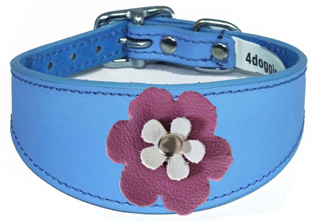 Decorative Flower Design Leather Collar For Sighthound Whippet Greyhound Lurcher FD2-7
