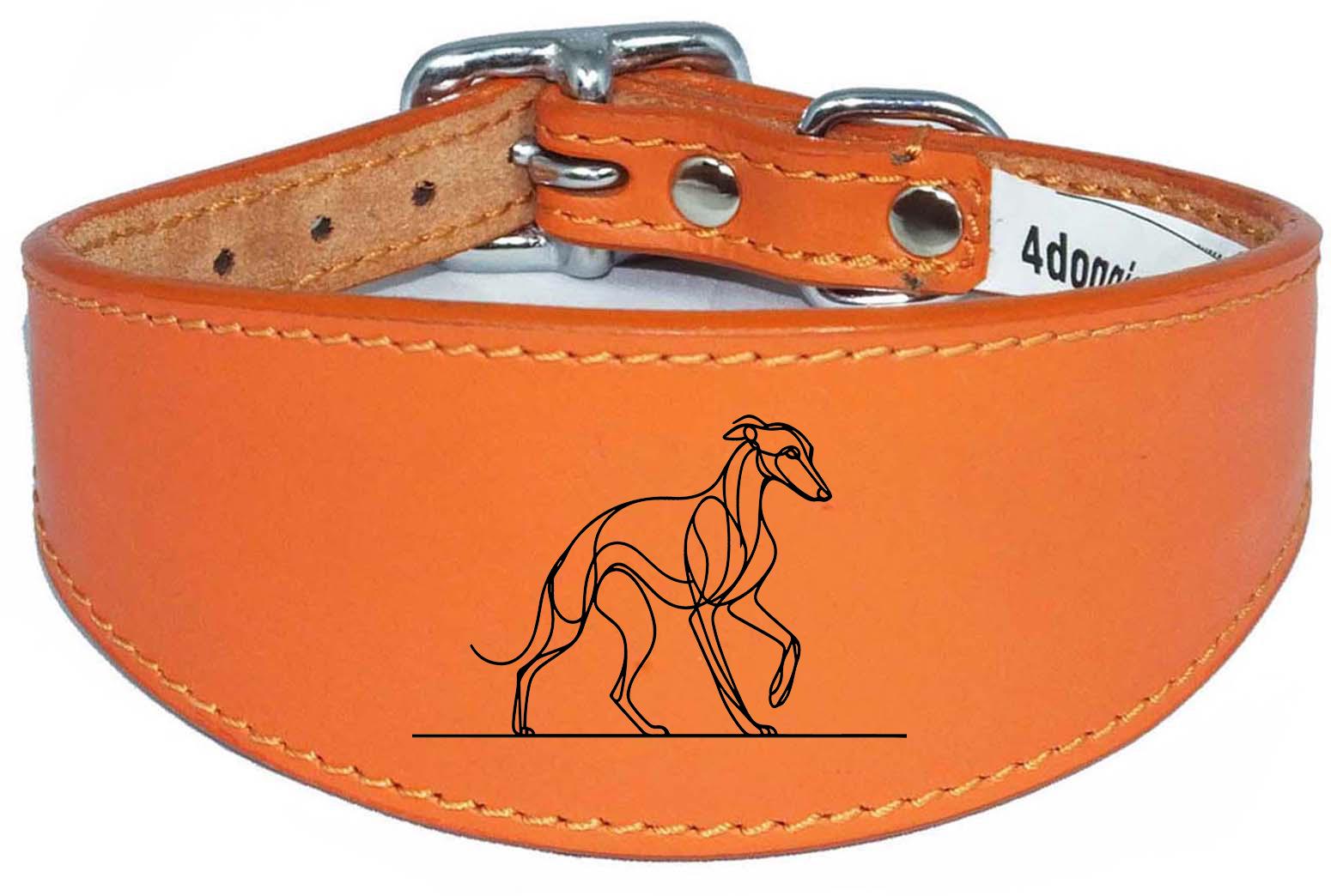 Whippet Wide Dog Collar Greyhound Sighthound with Padded Backing NL 14