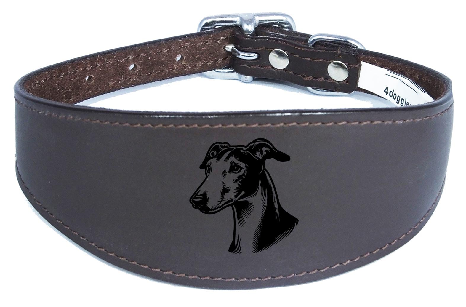 Sighthound Handmade Wide Leather Collar For Greyhound Whippet NL 40