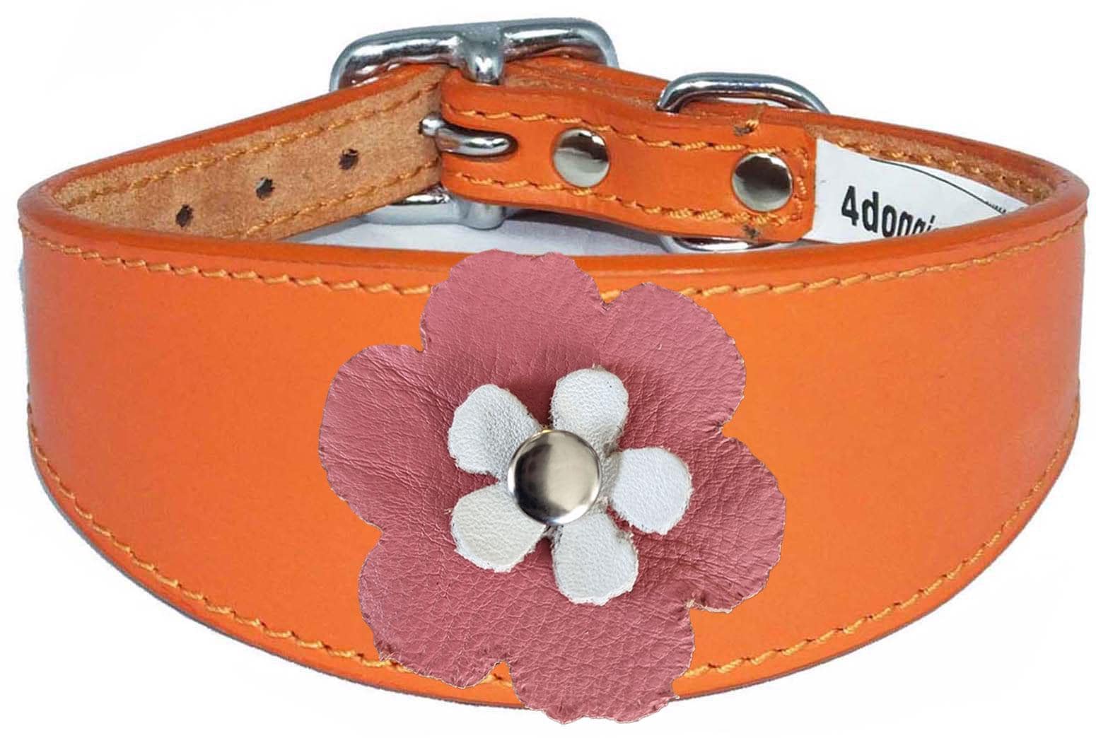 Decorative Flower Design Whippet Greyhound Sighthound Lurcher Leather Collar FD6-7