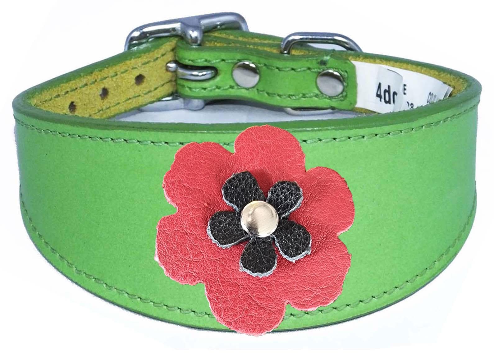 Greyhound Sighthound Whippet Lurcher Decorative Flower Design Leather Collar FD4-5