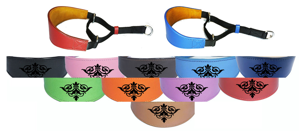 Italian Greyhound Whippet  Greyhound Afghan Saluki Leather Dog Collar Padded Suede Backing Martingale D19