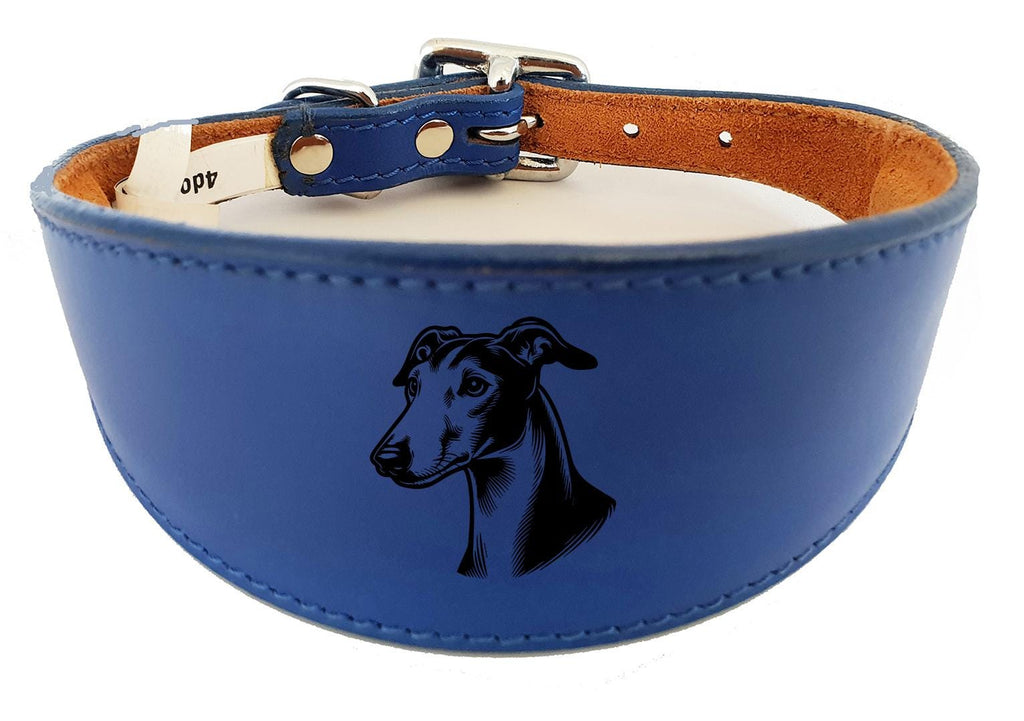 Sighthound Handmade Wide Leather Collar For Greyhound Whippet NL 40