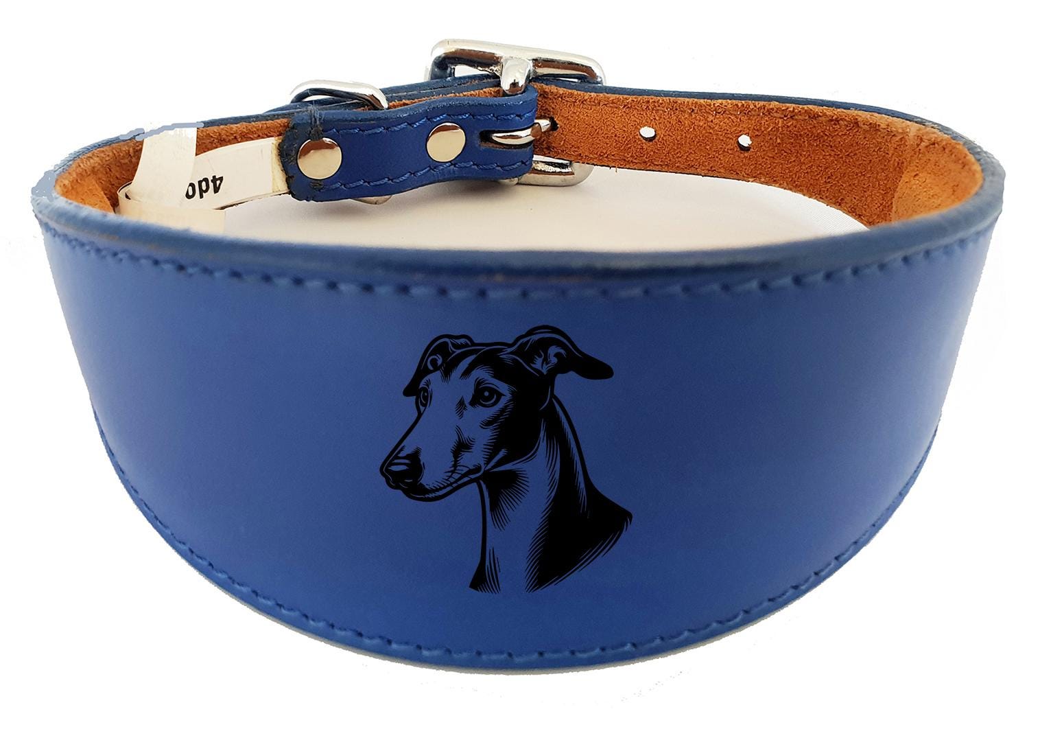 Sighthound Handmade Wide Leather Collar For Greyhound Whippet NL 40