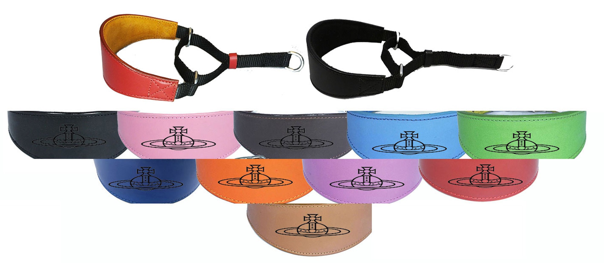Greyhound Whippet Leather Dog Collar Padded Suede Backing Hound Martingale D10