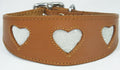Tan Leather Whippet Collar Greyhound Collar Sparkle Glitter Heart Galgo Podenco Dog