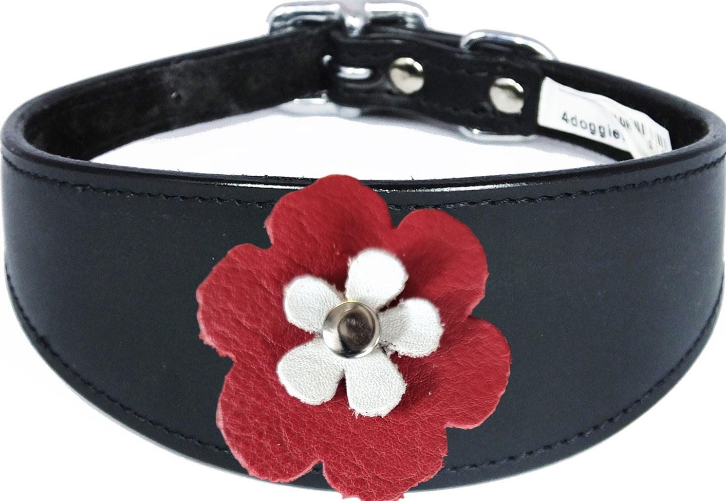 Greyhound Sighthound Whippet Lurcher Decorative Flower Design Leather Collar FD4-7