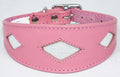 Pink Leather Whippet Collar Greyhound Sparkle Glitter Diamond Dog Collar Galgo Hound