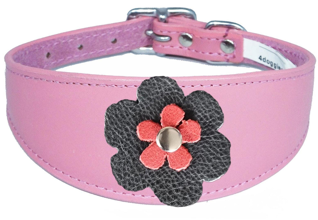 Whippet Greyhound Sighthound Lurcher Decorative Flower Design Leather Collar FD5-4