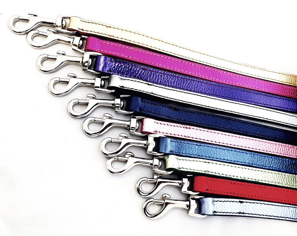 Leather Foil Dog Leads Leashes 100 cm Long 1 cm Wide, Long Dog Lead