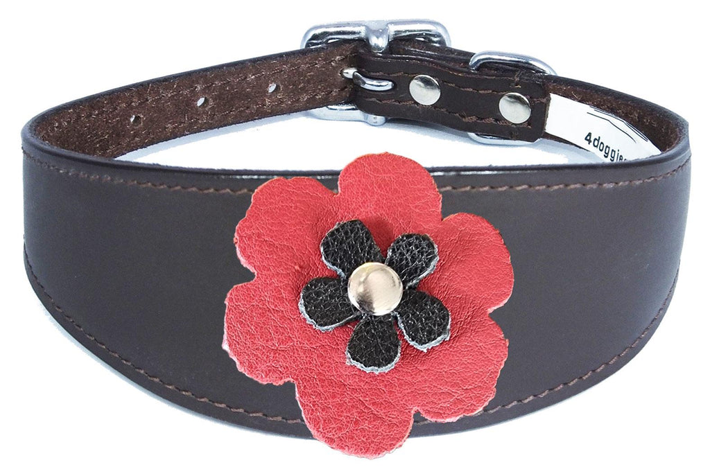 Greyhound Sighthound Whippet Lurcher Decorative Flower Design Leather Collar FD4-5
