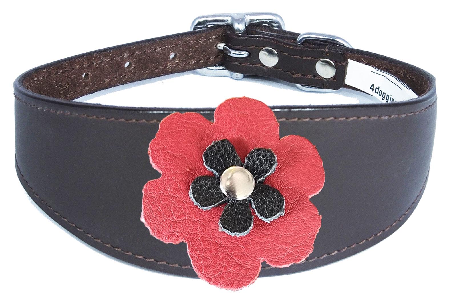 Greyhound Sighthound Whippet Lurcher Decorative Flower Design Leather Collar FD4-5