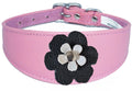 Whippet Greyhound Sighthound Lurcher Decorative Flower Design Leather Collar FD5-7