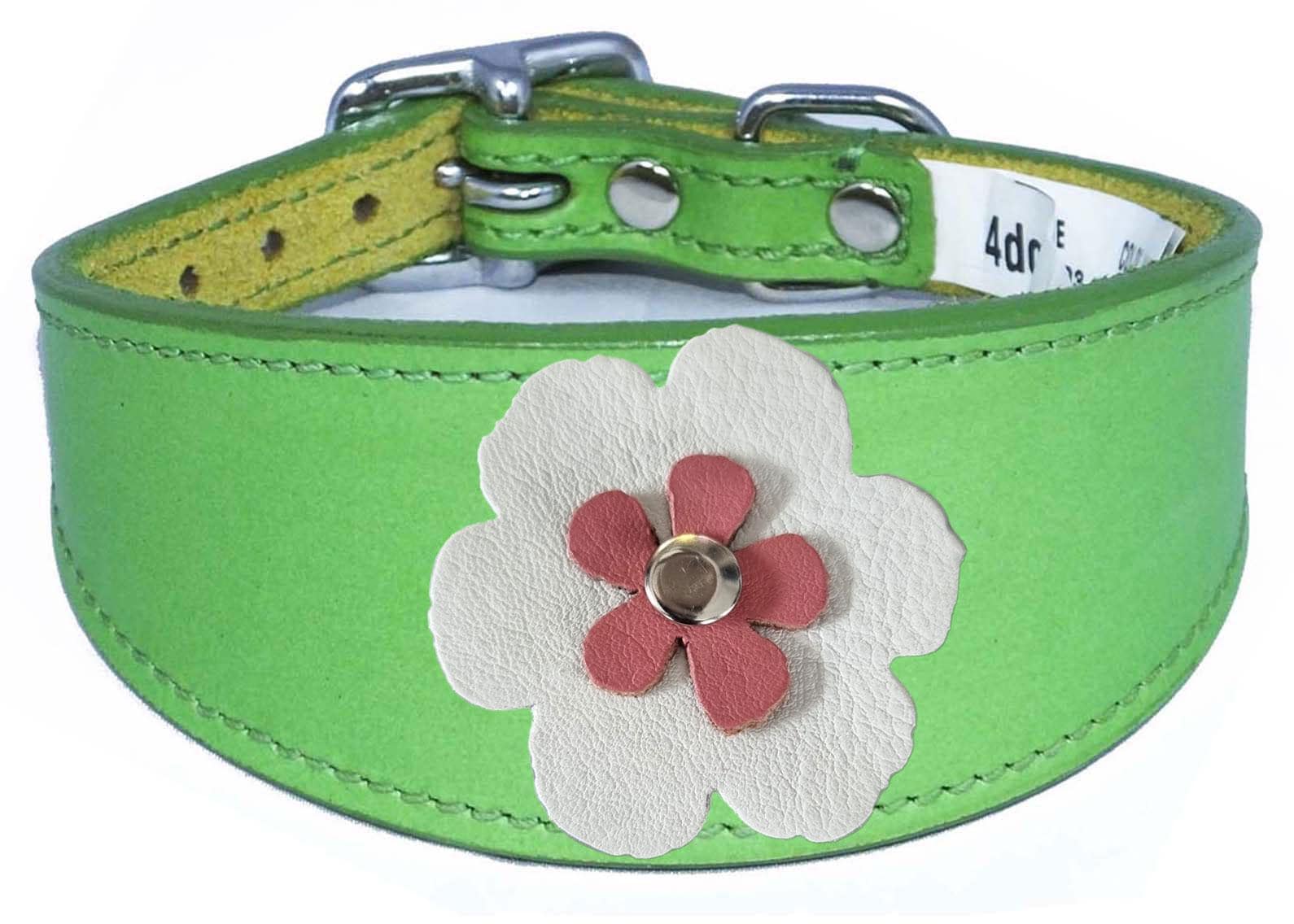 Whippet Greyhound Sighthound Lurcher Decorative Flower Design Leather Collar FD7-6