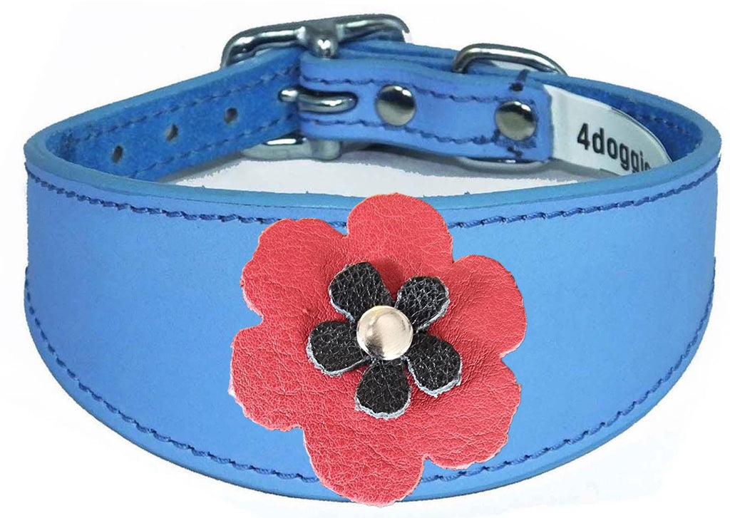 Greyhound Sighthound Whippet Lurcher Decorative Flower Design Leather Collar FD4-5