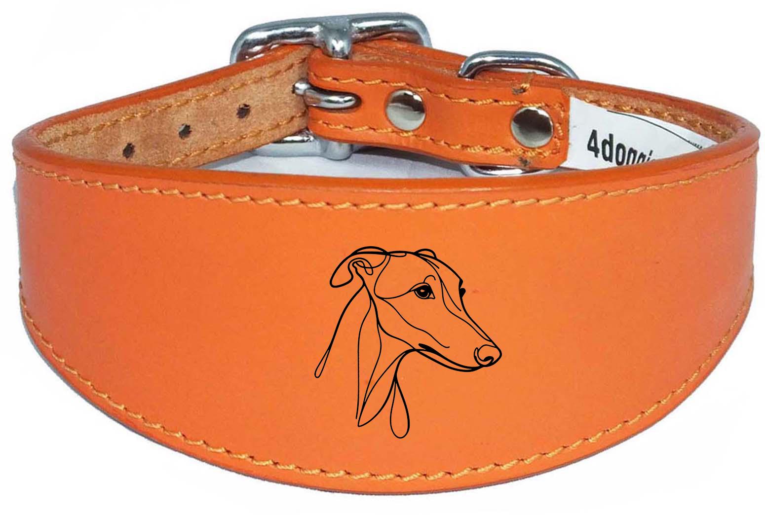 Wide Greyhound Sighthound Whippet Dog Collar with Padded Backing NL 11