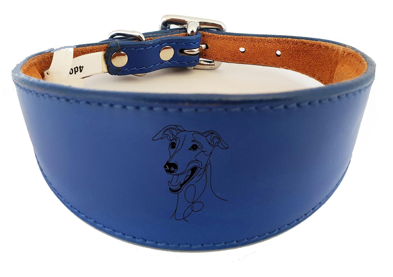 Engraved Leather Greyhound Whippet Dog Collar with Padded Backing NL 1