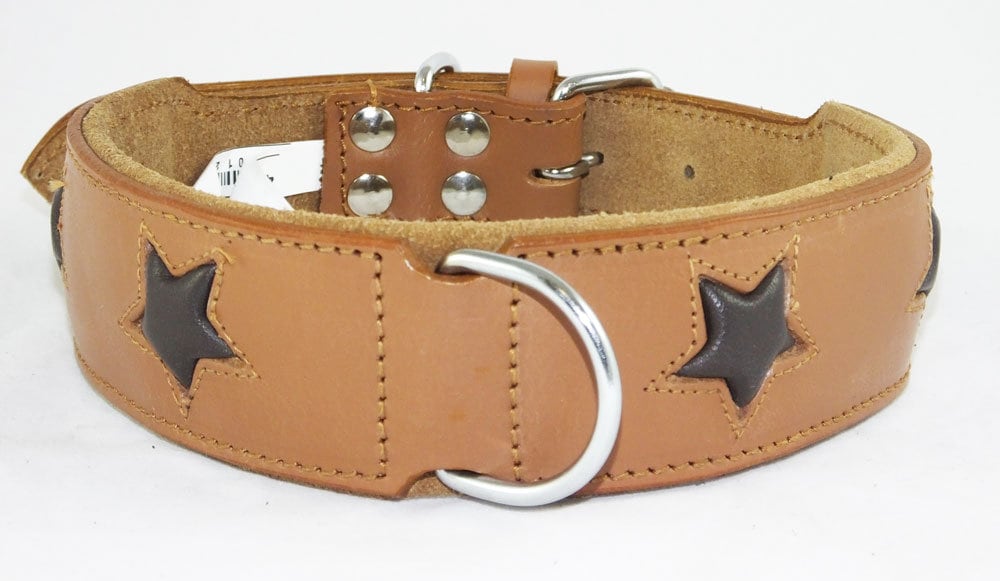 Leather Padded collar Staffordshire Bull Terrier Dog Collar Padded Dog Collars Staffy Bulldog Stars
