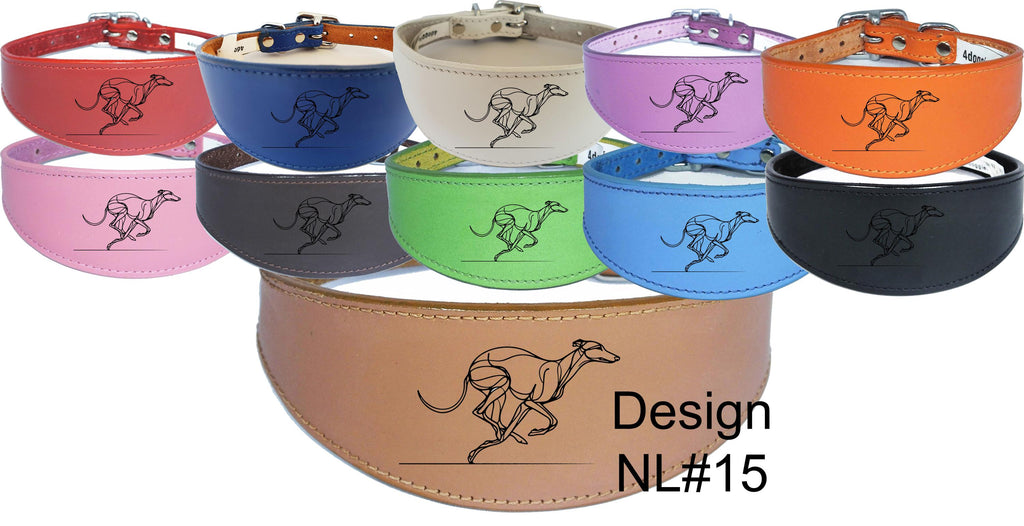 Greyhound Sighthound Whippet Wide Dog Collar with Padded Backing NL 15