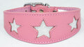 Pink Leather Whippet Collar Greyhound Collar Sparkle Glitter Star Sighthound Dogs