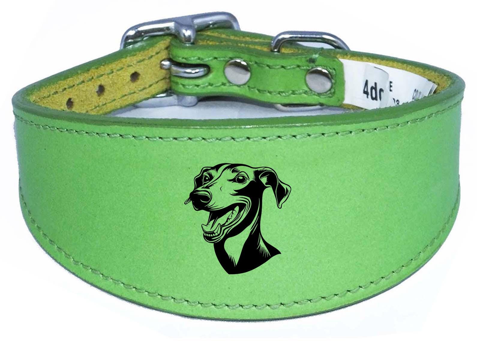 Handmade Wide Leather Sighthound Whippet Greyhound Collar NL 44