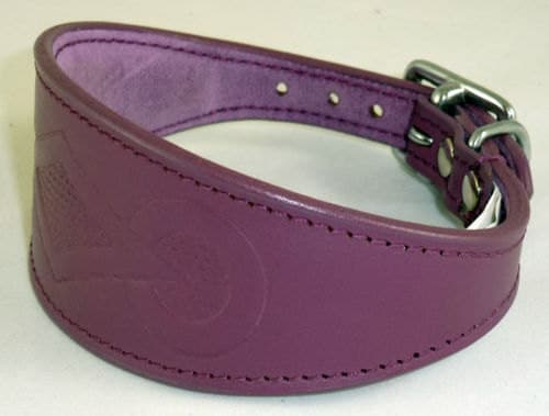 Purple Retro Embossed Leather Whippet Collar Greyhound Collar Dog Collars Galgo