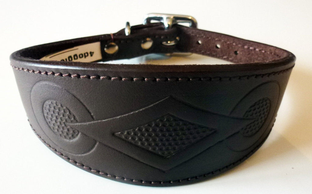 Brown Retro Embossed Leather Whippet Collar Greyhound Collar Dog Collars Galgo