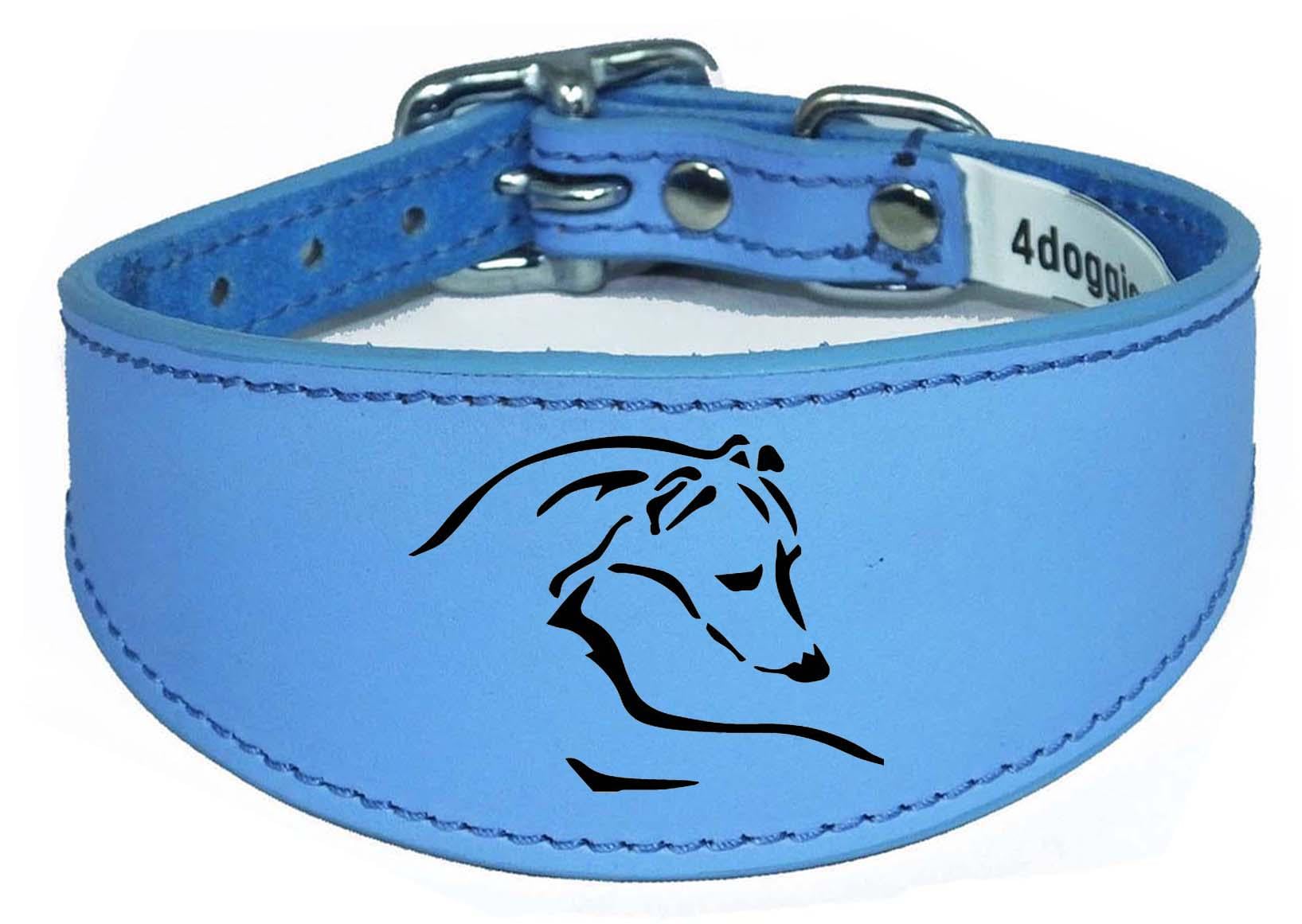 Dog Collar Leather Greyhound Collar Whippet Collar Padded Backing Laser Engraved D12