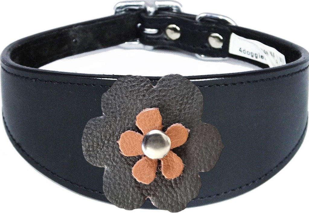 Leather Collar For Sighthound Whippet Greyhound Lurcher Decorative Flower Design FD1-3
