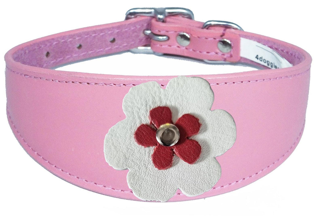 Decorative Flower Design Whippet Greyhound Sighthound Lurcher Leather Collar FD7-4