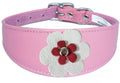 Decorative Flower Design Whippet Greyhound Sighthound Lurcher Leather Collar FD7-4