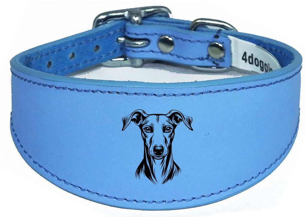 Handmade Wide Leather Sighthound Whippet Greyhound Collar NL 45