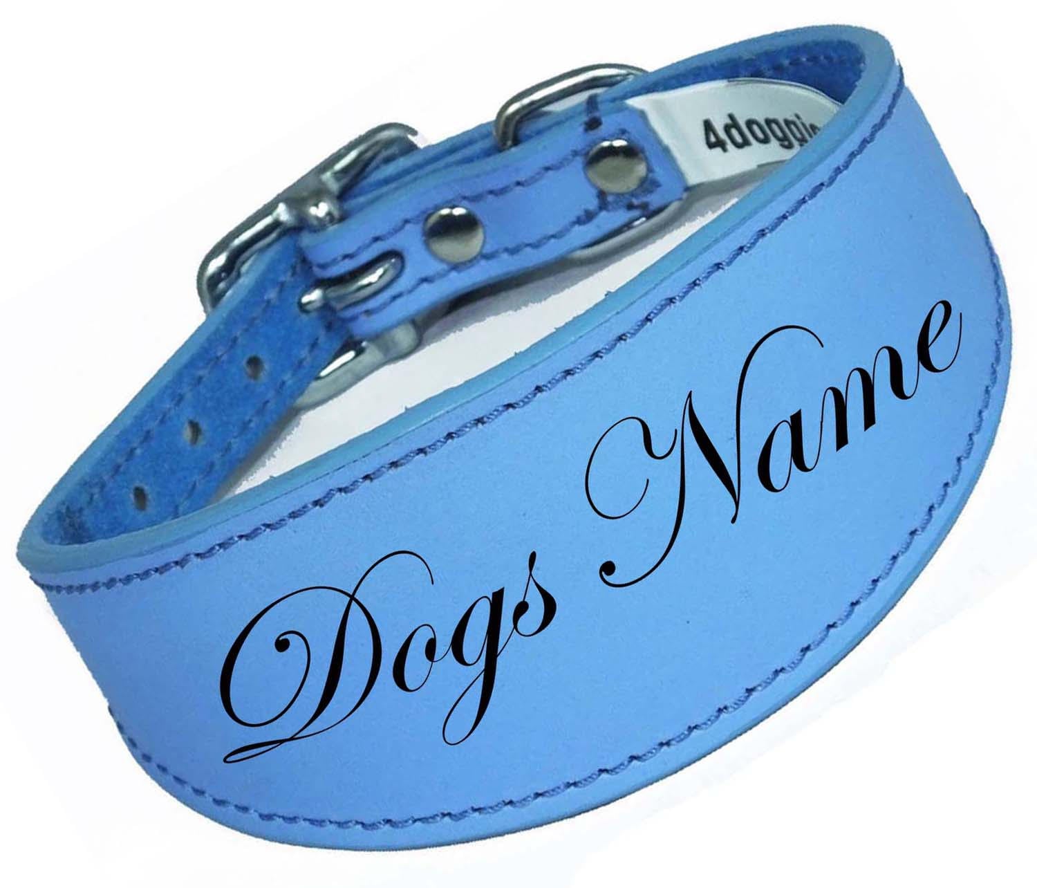 Sky Blue Personalised Leather Dog Collar Collar Dogs For Hounds Laser Engraved
