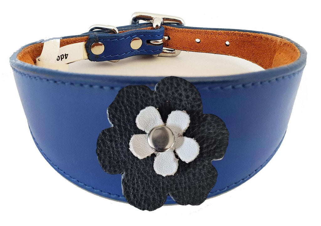 Whippet Greyhound Sighthound Lurcher Decorative Flower Design Leather Collar FD5-7