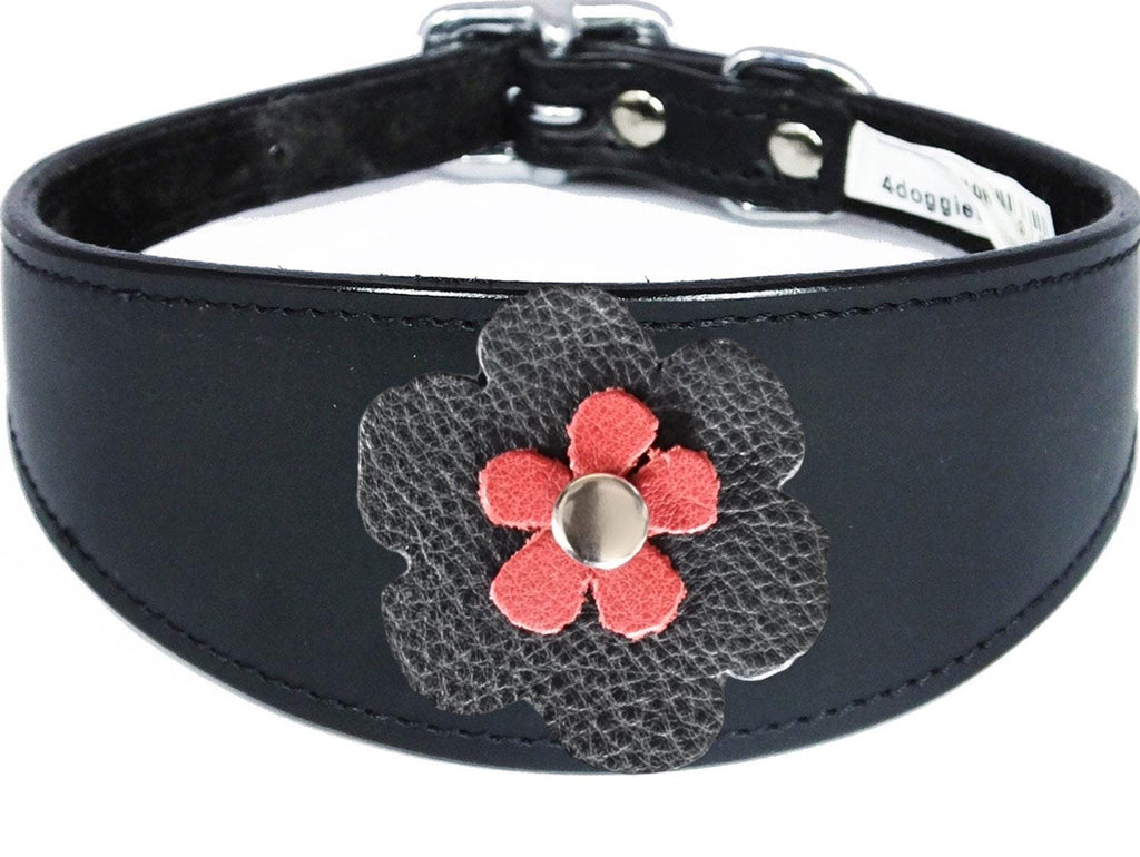 Whippet Greyhound Sighthound Lurcher Decorative Flower Design Leather Collar FD5-4