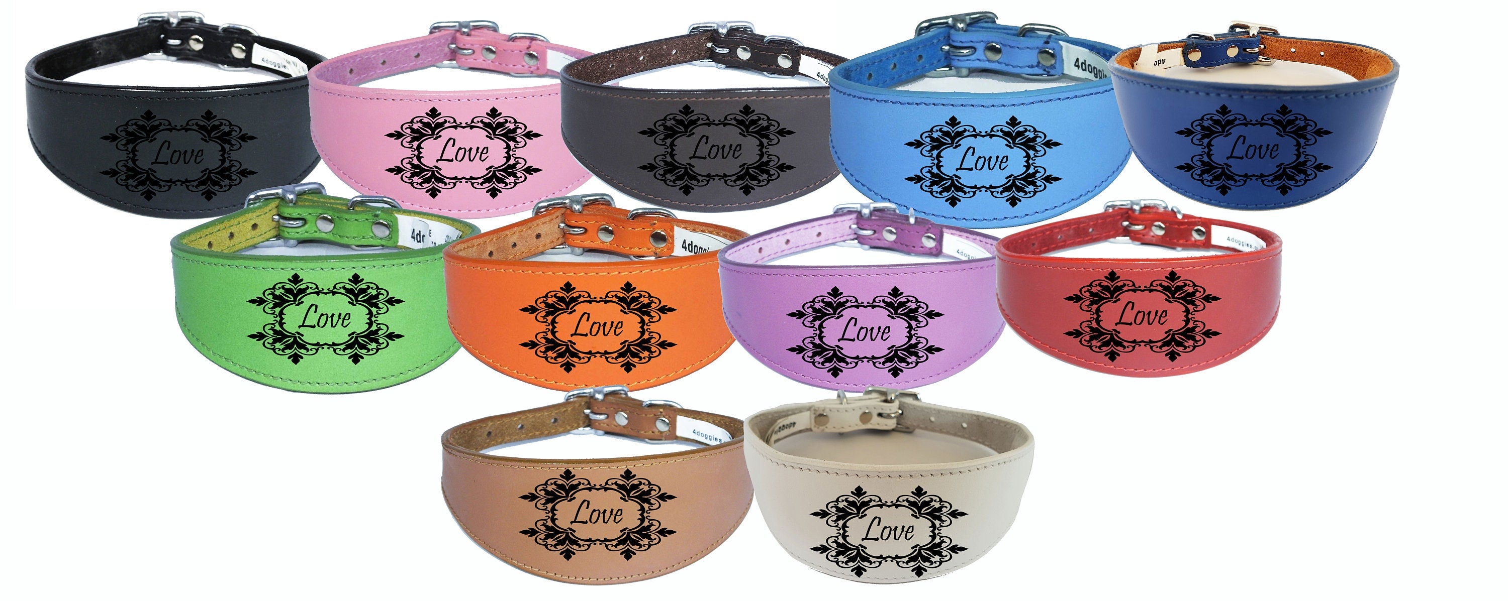 Italian Greyhound Collar Whippet Collar Greyhound Collar Padded Backing Dog Collar Engraved D18