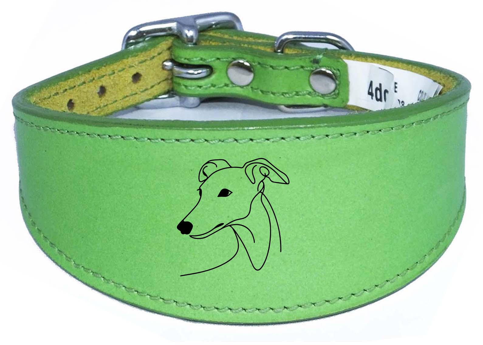 Sighthound Whippet Dog Collar Leather Greyhound with Padded Backing NL 7