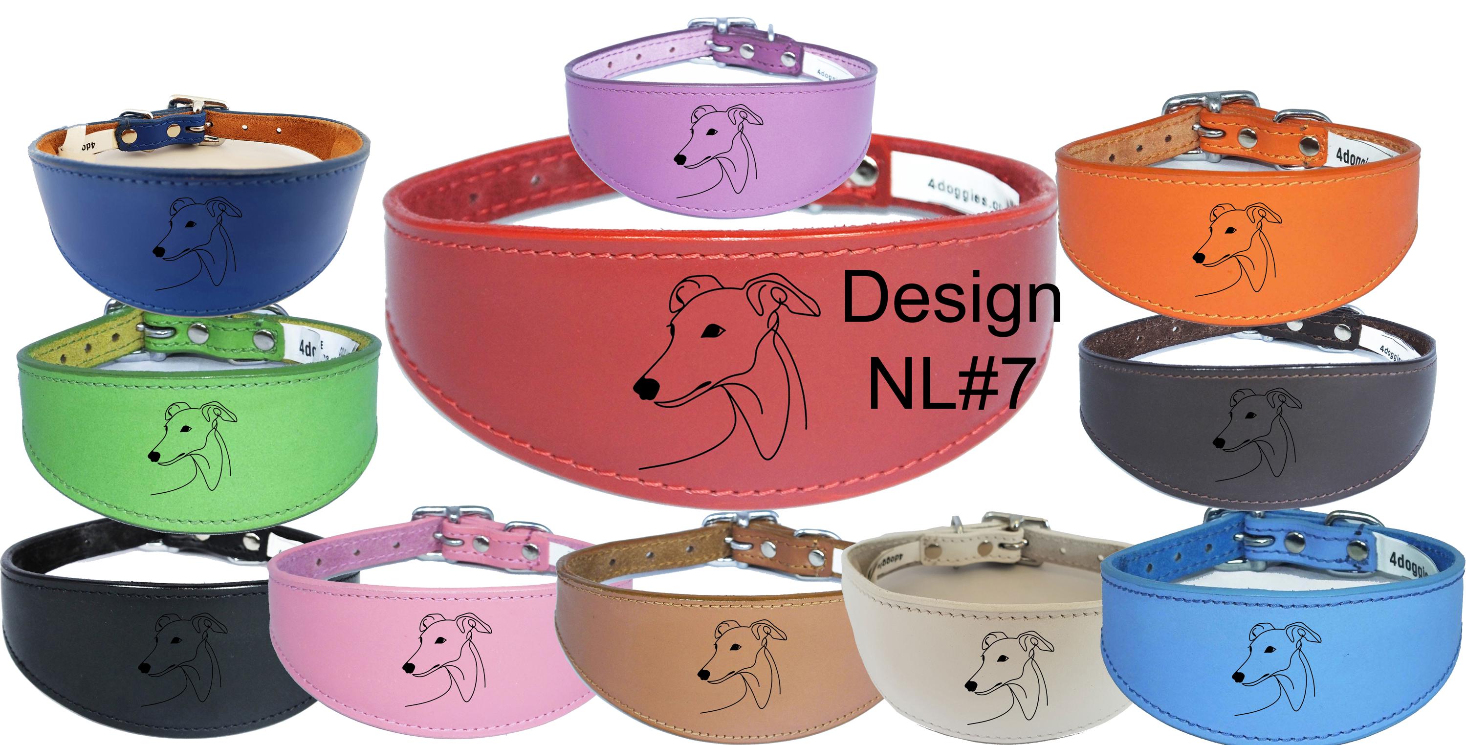 Sighthound Whippet Dog Collar Leather Greyhound with Padded Backing NL 7