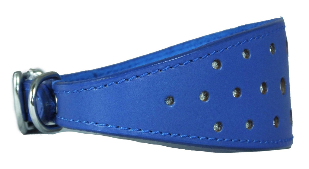 Dark Blue Circle Glitter Design Leather Whippet Collar Greyhound Collar Sight hound Dogs Collar