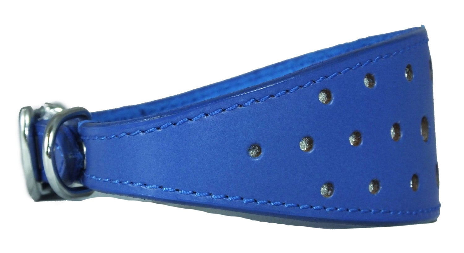 Dark Blue Circle Glitter Design Leather Whippet Collar Greyhound Collar Sight hound Dogs Collar