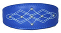 Dark Blue Silver Stud Stitch Design Leather Whippet, Greyhound Collar Sighthound Dogs