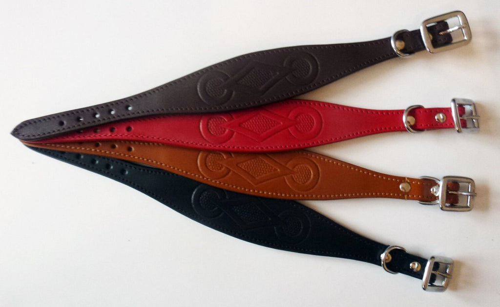 Black Retro Embossed Leather Whippet Collar Greyhound Collar Dog Collars Galgo