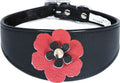 Greyhound Sighthound Whippet Lurcher Decorative Flower Design Leather Collar FD4-5