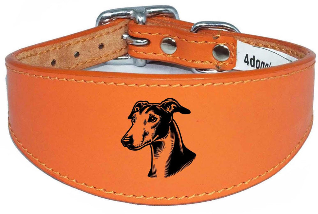 Sighthound Handmade Wide Leather Collar For Greyhound Whippet NL 40