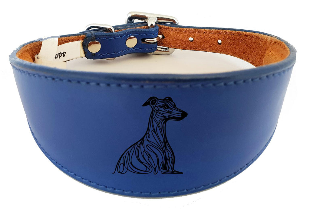 Wide Leather Handmade Collar For Greyhound Whippet Sighthound NL 37