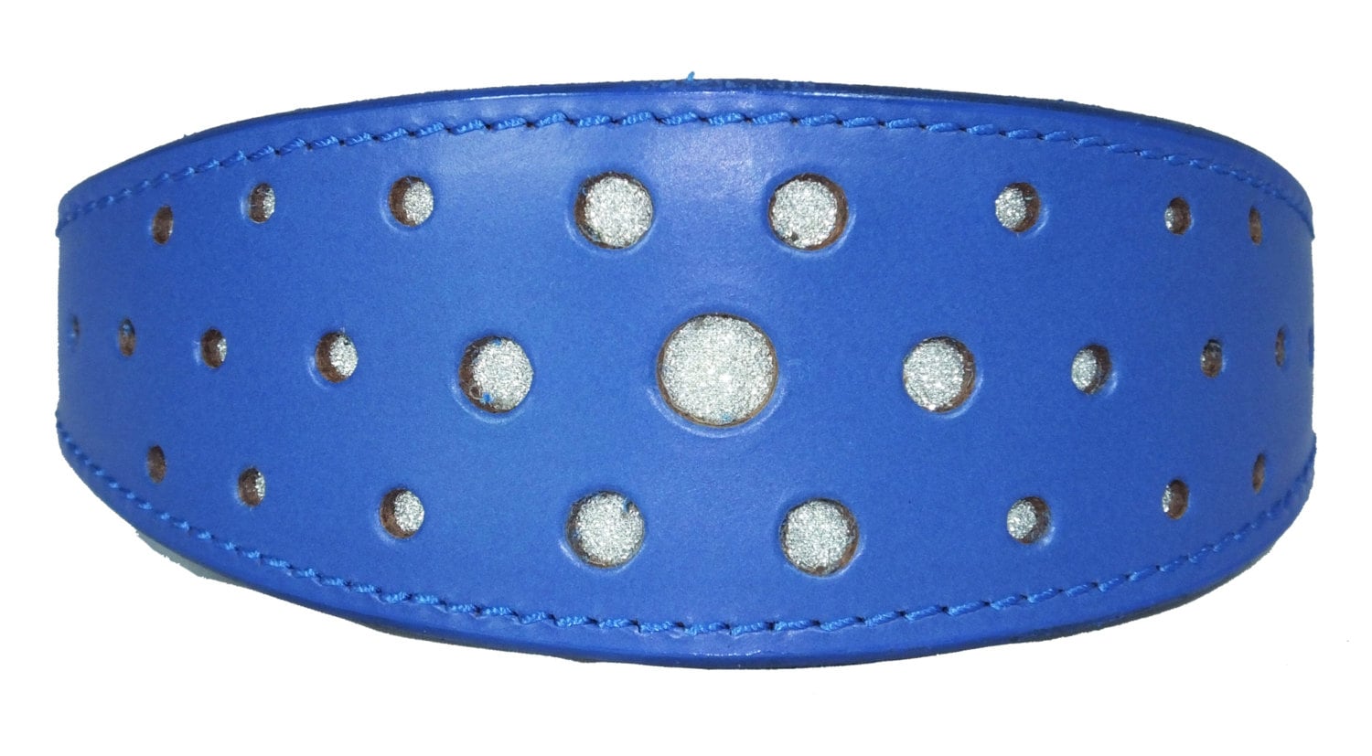 Dark Blue Circle Glitter Design Leather Whippet Collar Greyhound Collar Sight hound Dogs Collar