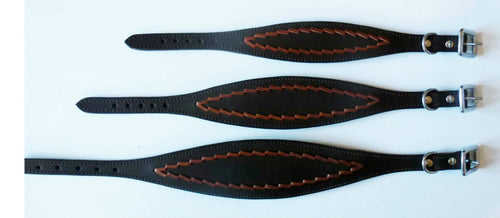 Brown Oval Stitch Leather Whippet Collar Greyhound Collar lévriers galgo Dog